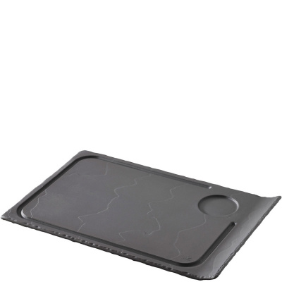 Talerz na steka z zagłębieniem na sosjerkę, imitacja łupka Basalt Revol RV-647782-3