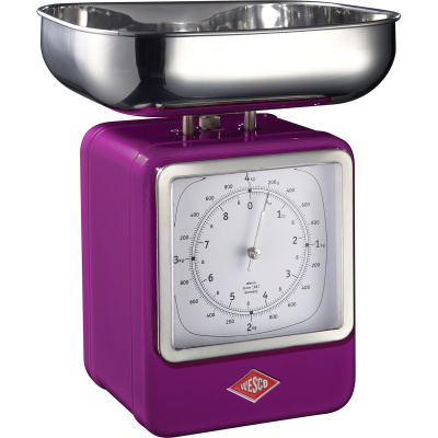 Waga retro kuchenna z zegarem fioletowa Wesco 322204-36