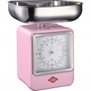 Waga retro kuchenna z zegarem różowa Wesco 322204-26