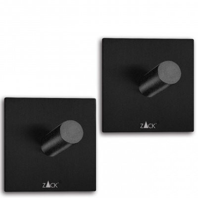 Wieszaki łazienkowe czarne Duplo Zack kwadratowe 2 sztuki 40353