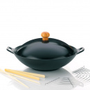 Wok żeliwny z metalową pokrywą, rusztem, pałeczkami Asia Kela KE-77943