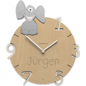 Zegar dla dzieci z imieniem Uśmiechnięty Słoń CalleaDesign 57-10-9