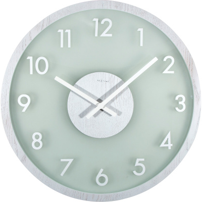 Zegar na ścianę Frosted Wood Nextime biały 3205 WI