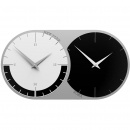 Zegar ścienny - 2 strefy czasowe World Clock CalleaDesign czarny / biały 12-009-5