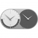 Zegar ścienny - 2 strefy czasowe World Clock CalleaDesign szary / biały 12-009-3