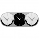 Zegar ścienny - 3 strefy czasowe World Clock CalleaDesign czarny / biały 12-010-5