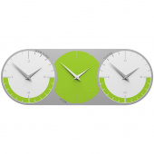 Zegar ścienny - 3 strefy czasowe World Clock CalleaDesign zielony / biały 12-010-76