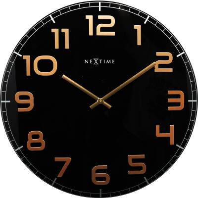 Zegar ścienny Classy Nextime 50 cm, czarny / miedziany 3105 BC