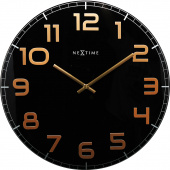 Zegar ścienny Classy Nextime 50 cm, czarny / miedziany 3105 BC