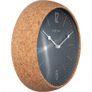 Zegar ścienny Cork - obudowa z korka, szara tarcza Nextime 30 cm 3509 GS