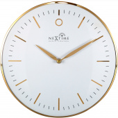 Zegar ścienny sterowany radiowo, złoty Glamour Nextime 30 cm, biały cyferblat 3256 WIRC