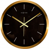 Zegar ścienny Stripe  Nextime 44 cm, czarny / złoty 2524 GB