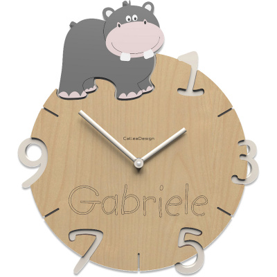 Zegar ścienny z grawerem dla dziecka Hipopotam CalleaDesign 57-10-2