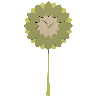 Zegar ścienny z wahadłem Flip CalleaDesign oliwkowo-zielony 11-009-54