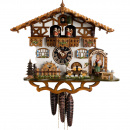 Zegar z kukułką duża, biała chata górska, koło młyńskie, tancerze Hones 32 cm HS-664T