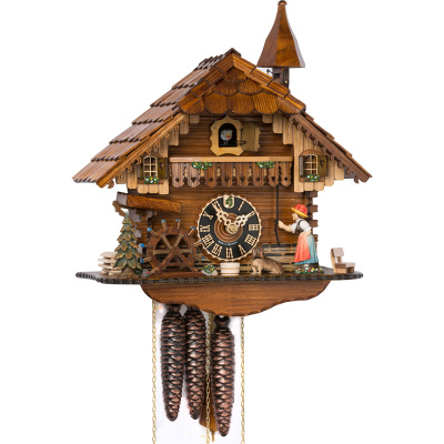 Zegar z kukułką, kołem młyńskim i dzwoniącą wieśniaczką Hones 35 cm HS-619M
