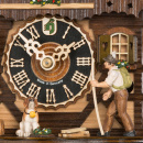 Zegar z kukułką Wędrowiec górski z psem Hones 23 cm HS-140