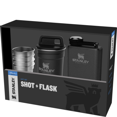 Zestaw prezentowy stalowe kieliszki i piersiówka Stanley Adventure czarne 10-01883-035