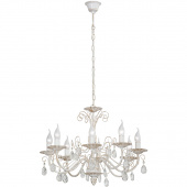 Żyrandol biało-złoty z kryształami, na 8 żarówek Vitaluce VE1180/8