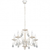 Żyrandol biało-złoty z kryształkami, na 5 żarówek Vitaluce VE1180/5