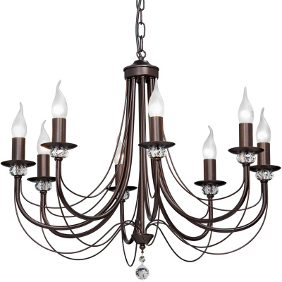 Żyrandol brązowy, duży, zakrzywione ramiona, na 8 żarówek Vitaluce VE1798-8/8