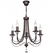 Żyrandol brązowy metal, zakrzywione ramiona, 5 żarówek Vitaluce VE1798-8/5