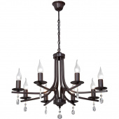 Żyrandol brązowy, osiem ramion, na żarówki świecowe Vitaluce VE3806-7/8