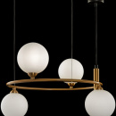 Żyrandol cztery białe kule, okrąg mosiądz Ring Maytoni Modern MOD013PL-04BS
