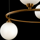 Żyrandol cztery białe kule, okrąg mosiądz Ring Maytoni Modern MOD013PL-04BS