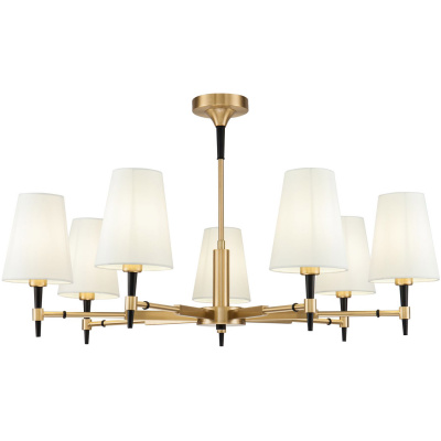 Żyrandol duży, mosiężny na 7 żarówek, białe abażury Zaragoza Maytoni H001CL-07BS