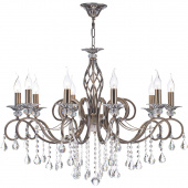 Żyrandol duży na 10 żarówek, kryształowe dodatki Grace Maytoni Classic RC247-PL-10-R