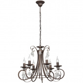 Żyrandol klasyczny brązowy, zaokrąglone ramiona, 6 żarówek Vitaluce VE1681-8/6