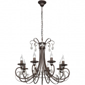 Żyrandol klasyczny brązowy, zaokrąglone ramiona, 8 żarówek Vitaluce VE1681-8/8