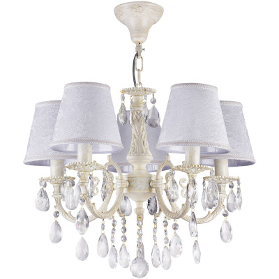 Żyrandol kość słoniowa na 5 żarówek, kryształy Filomena Maytoni Classic ARM390-05-W