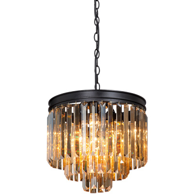 Żyrandol kryształowy wiszący, okrągły 36 cm, bursztynowe szkło Vitaluce VE5173-1/4+4+1