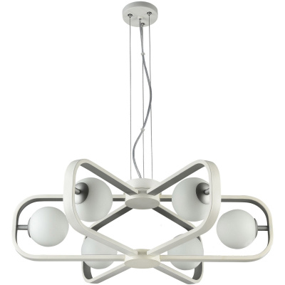 Żyrandol kule w metalowych ramkach biało-srebrnych Avola Maytoni Modern MOD431-PL-06-WS