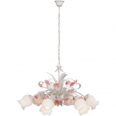 Żyrandol kwiecisty z różowymi kwiatami, 6 szklanych kloszy Vitaluce VE1685-0/6