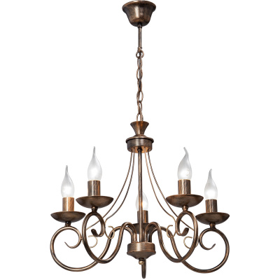 Żyrandol na 5 żarówek świecowych - brązowo-złoty Vitaluce VE3808-7/5