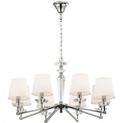 Żyrandol niklowany, abażury z fakturą białego lnu Beira Maytoni MOD064PL-08N