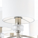 Żyrandol niklowany z białymi abażurami i szklanymi dekoracjami Alicante Maytoni MOD014CL-08N