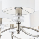 Żyrandol niklowany z białymi abażurami i szklanymi dekoracjami Alicante Maytoni MOD014CL-08N