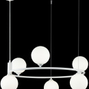 Żyrandol nowoczesny, kule szronione szkło, biały okrąg Ring Maytoni Modern MOD013PL-06W