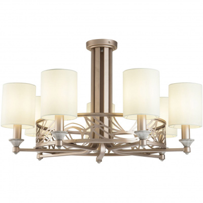 Żyrandol okrągły kremowe złoto, beżowe klosze Vittoria Maytoni H004CL-07BG