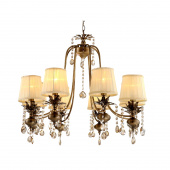 Żyrandol patynowy z dymionymi kryształami i beżowymi abażurami Adonis Candellux 38-13873