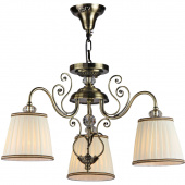 Żyrandol postarzany, plisowane abażury, Vintage Maytoni Classic ARM420-03-R