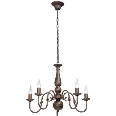 Żyrandol w stylu Country, brązowy, na 5 żarówek Vitaluce VE1660-8/5
