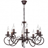 Żyrandol w stylu Country, brązowy, na 8 świecowych żarówek Vitaluce VE3804-7/8