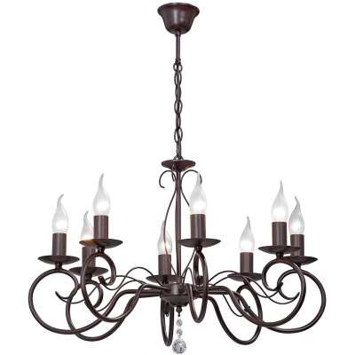 Żyrandol w stylu Country, brązowy, na 8 świecowych żarówek Vitaluce VE3804-7/8