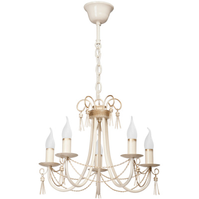 Żyrandol wiszący beżowy na pięć żarówek, klasyczny Vitaluce VE1080/5