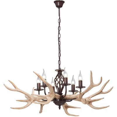 Żyrandol wiszący do domku myśliwskiego, leśniczówki, poroże Vitaluce VE1491-7/6